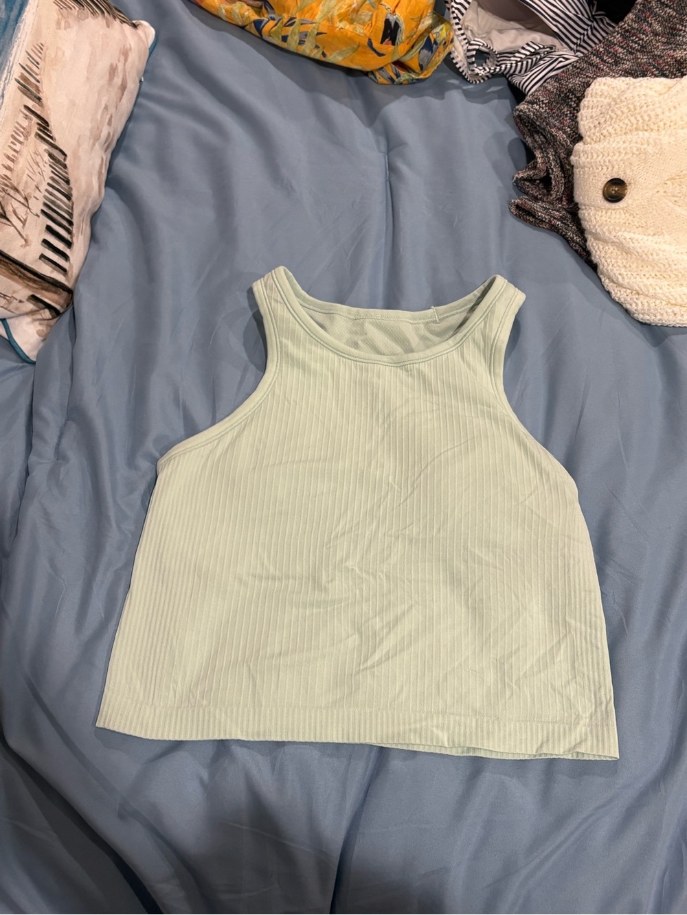 lululemon athletica Ribbed High-Neck Crop Tank — Light Mint Green